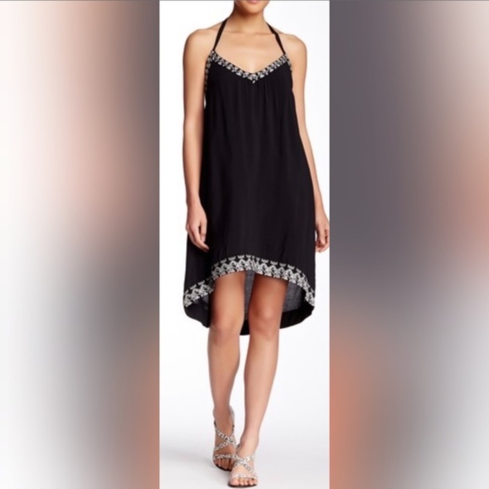 Embroidered Trim Hi-Low White‎ Dress